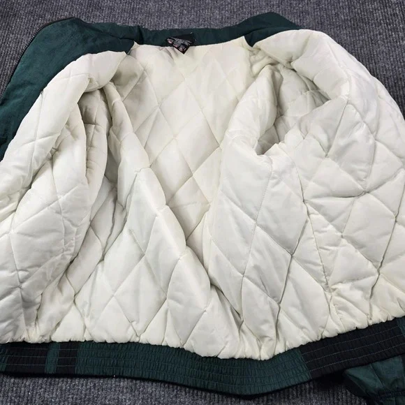 Vintage Adidas Jacket Mens Large Green Trefoil Padded Full Zip Colorblock 90s